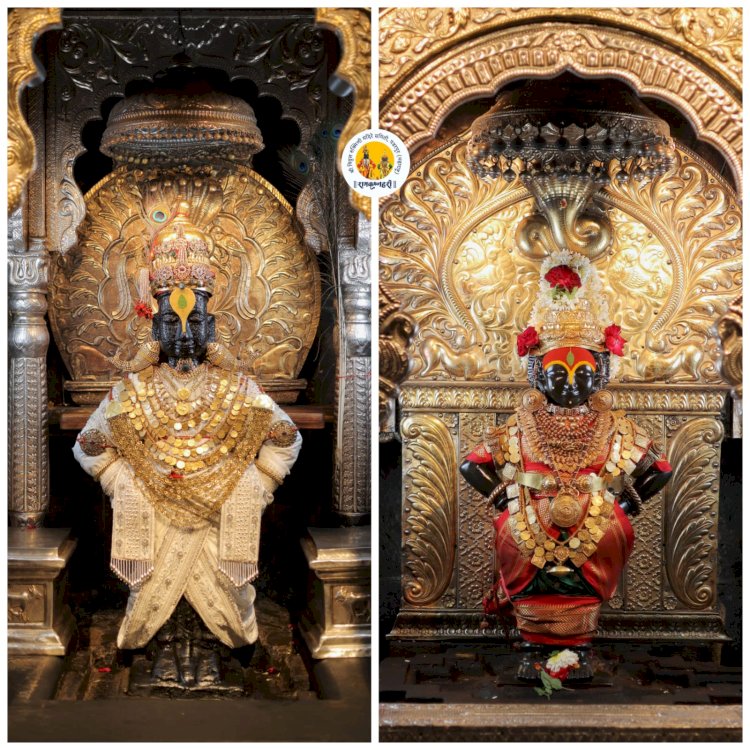 भारतीय स्वातंत्र्याच्या वर्धापन दिनानिमित्त. श्री विठ्ठल रूक्मिणीमातेस अलंकार परिधान,